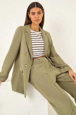 Khaki Linen Mix Blazer