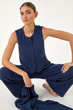 Roman Navy Buttoned Waistcoat