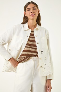 Roman Ivory Anglaise Cotton Lace Jacket