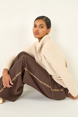 Roman Stone Fluffy Zip Front Knit Jumper