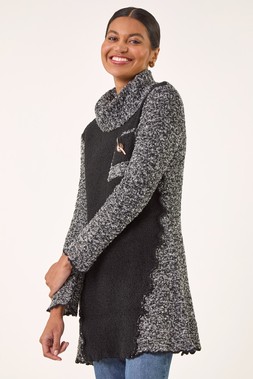Roman Black Textured Pocket Knit Jumper