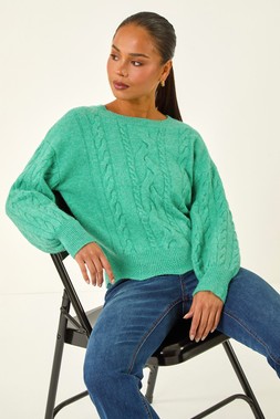 Roman Petite Green Scalloped Hem Knit Jumper