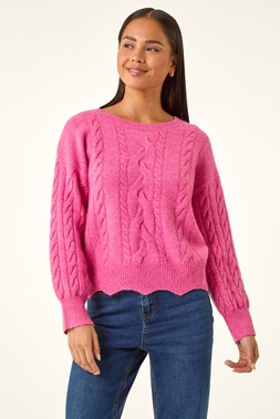 Roman Petite Pink Scalloped Hem Knit Jumper
