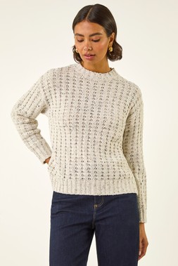 Roman Light Grey Textured Knit Jumper