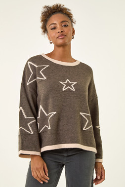 Roman Dark Grey Star Knit Jumper and Scarf Set