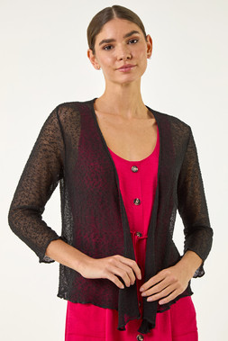Roman Black Light Popcorn Knit Shrug