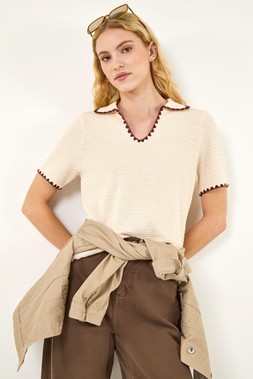 Roman Stone Textured Collar Knit Top