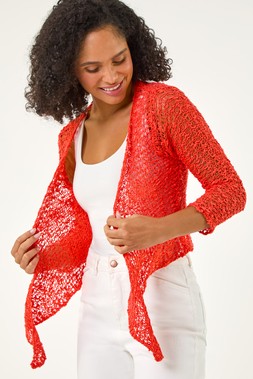 Roman Coral Waterfall Popcorn Knitted Cardigan