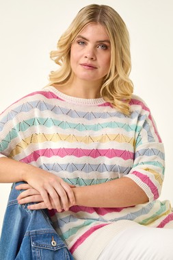 Roman Curve Light Blue Wave Stripe Jumper