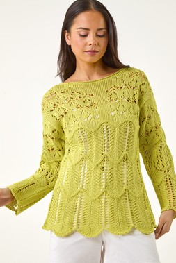 Roman Petite Lime Open Knit Jumper