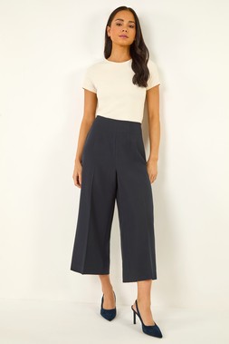 Petite Cropped Wide Leg Stretch Trouser