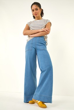Roman Cotton Stretch Wide Leg Jean
