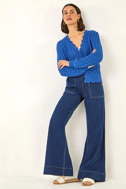 Roman Cotton Stretch Wide Leg Jean