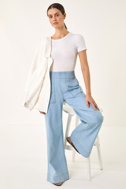 Roman Cotton Stretch Wide Leg Jean