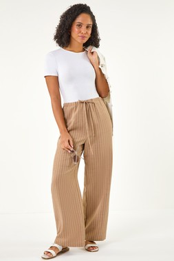 Roman Stone Stripe Tie Waist Pocket Trouser