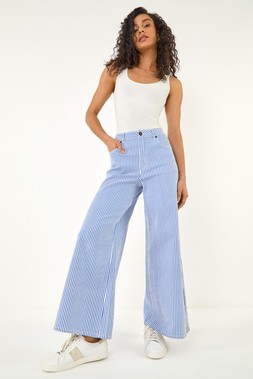 Dusk Blue Stripe Wide Leg Jeans