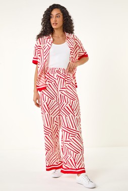 Dusk Red Geometric Wide Leg Trouser