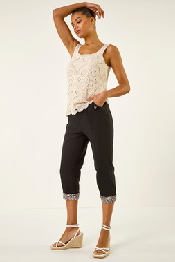 Roman Contrast Trim Cropped Trouser