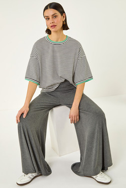 Roman Grey Gathered Waist Wide Leg Trouser