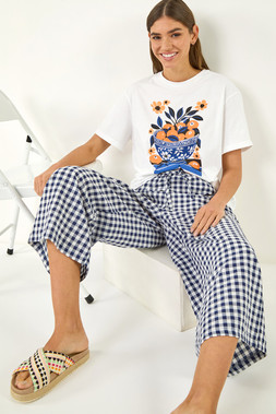 Roman Ivory Cotton Valencia Fruit Print T-Shirt