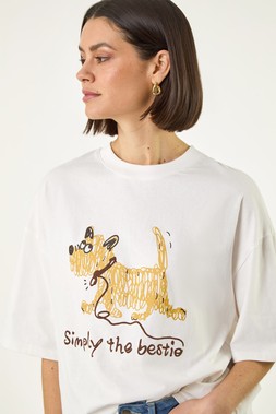Roman Ivory Cotton Simply The Bestie T-Shirt