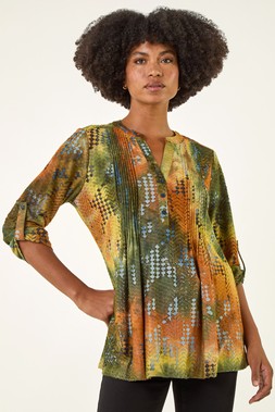 Roman Rust Textured Burnout Print Top