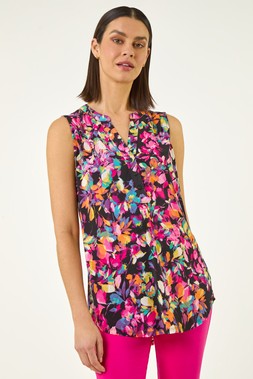 Roman Abstract Print Stretch Vest Top