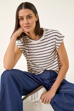 Roman Ivory Soft Touch Stripe Stretch Top
