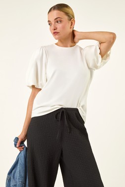 Dusk Puff Sleeve Stretch T-Shirt