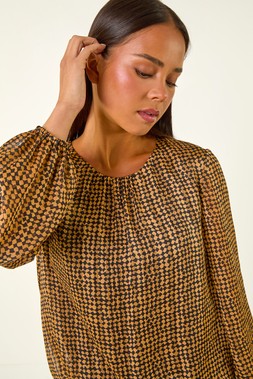Roman Petite Black Spot Bubble Hem Top