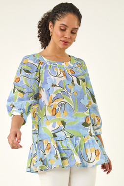 Roman Leaf Print Tunic Top