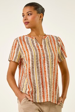 Roman Abstract Stripe Print Tunic Top