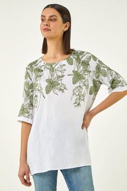 Roman Floral Mono Print Top