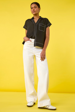 Roman Black Contrast Stitch Shirt