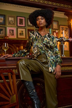 Roman Green Abstract Print Foil Shirt