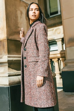 Red Petite Herringbone Smart Coat