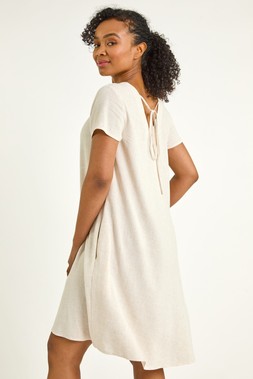 Roman Petite Natural V-Neck Swing Pocket Dress