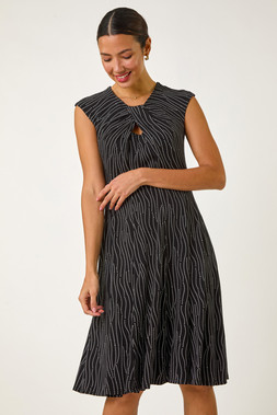 Roman Spot Print Twist Midi Dress