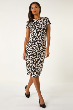 Roman Animal Gathered Shift Dress
