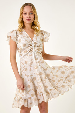 Roman Broderie Anglaise Ruched Dress