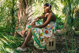 Roman Fruit Print Strappy Midi Dress