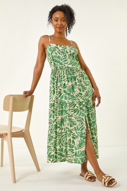 Roman Petite Leaf Strappy Maxi Dress