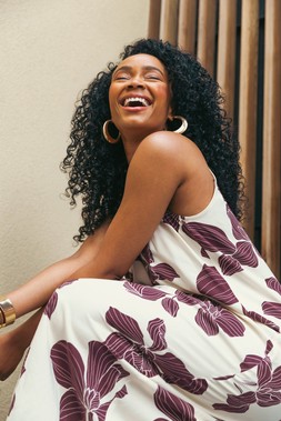 Roman Petite Chocolate Floral Halter Neck Dress