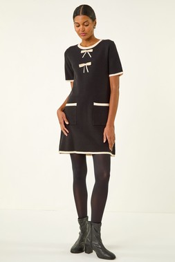 Roman Bow Detail Knitted Dress