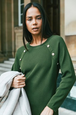 Petite Button Detail Knit Dress