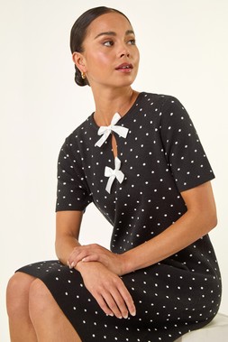 Roman Petite Polka Dot Knit Dress