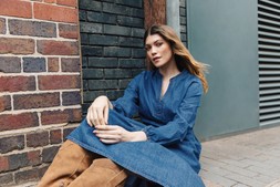 Roman Denim Tiered Midi Dress