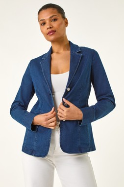 Roman Denim Collar Stretch Blazer