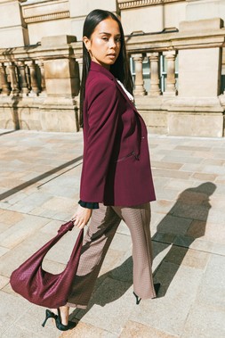 Plum Petite Zip Pocket Stretch Blazer
