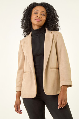 Petite Stone Faux Suede Blazer